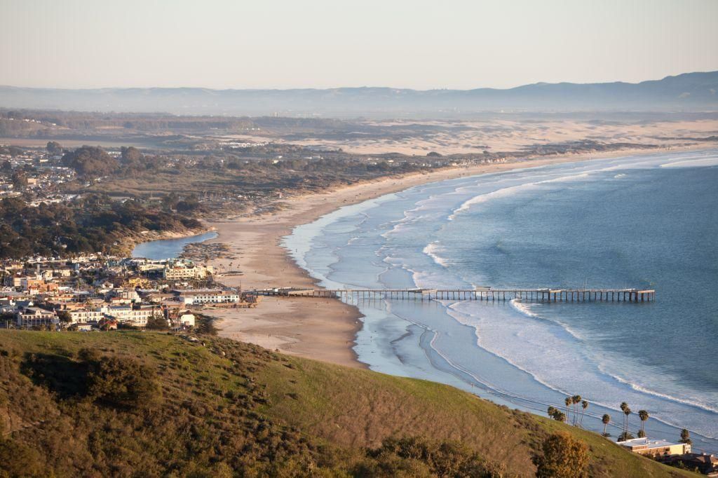 Pismo Beach pier and coastline near Grover Beach