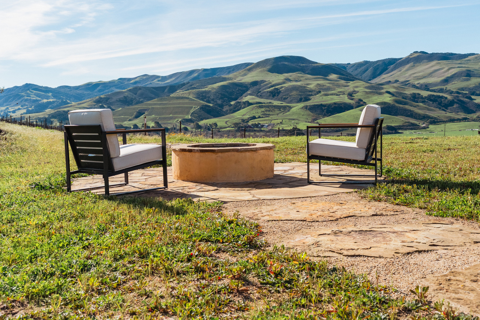 Elevated spa overlooking a panoramic valley view