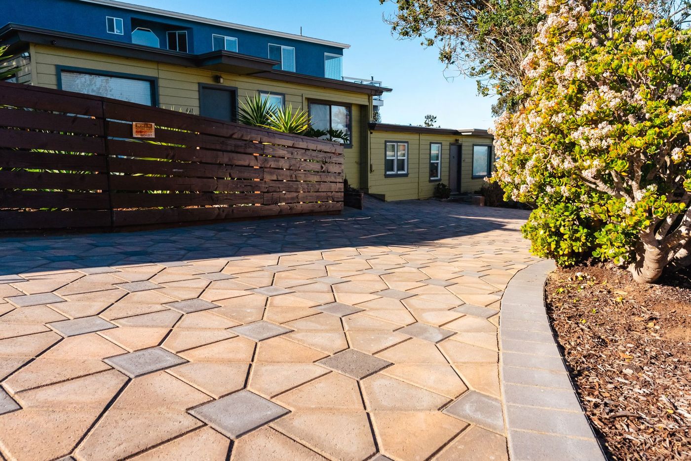 Sloped paver hardscape driveway in Morro Bay designed for durability and coastal curb appeal.